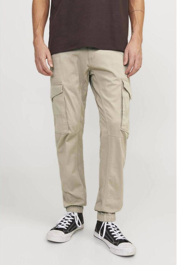 JACK & JONES PANTS STUDIO slim fit cargobroek JPSTPAUL FLAKE beige