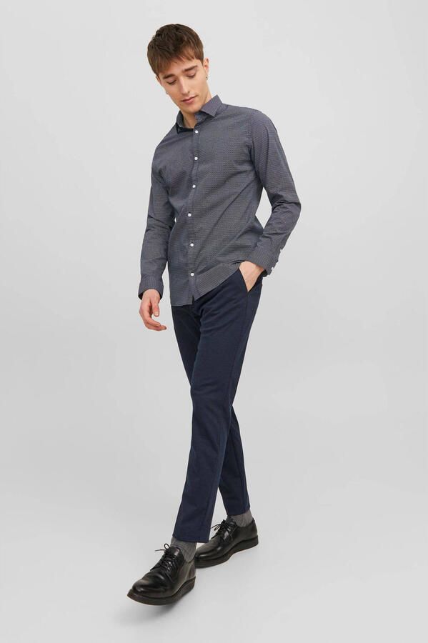 JACK & JONES PANTS STUDIO slim fit chino JPSTMARCO van gerecycled polyester donkerblauw - Foto 3