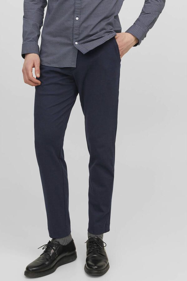 JACK & JONES PANTS STUDIO slim fit chino JPSTMARCO van gerecycled polyester donkerblauw