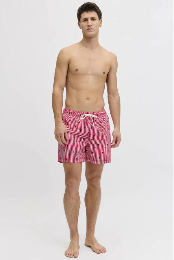 JACK & JONES PANTS STUDIO zwemshort JPSTMAUI BREEZE rood wit