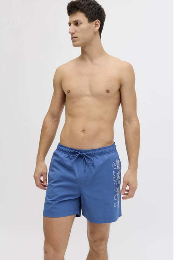 JACK & JONES PANTS STUDIO zwemshort JPSTMAUI WAVE met logo blauw - Foto 3