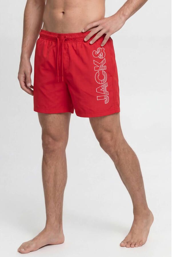 JACK & JONES PANTS STUDIO zwemshort JPSTMAUI WAVE met logo rood