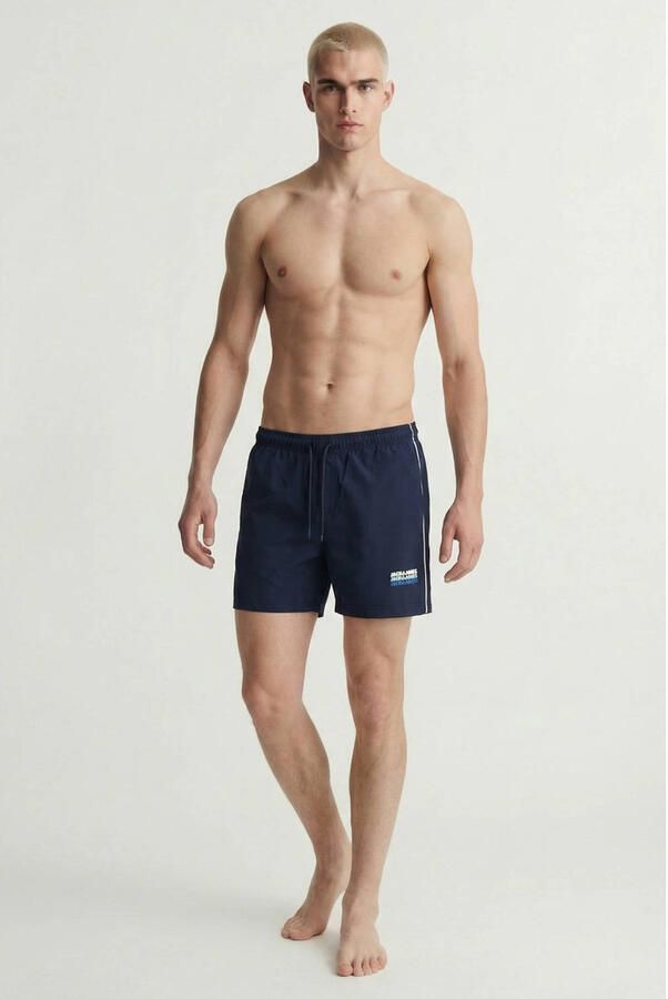 JACK & JONES PANTS STUDIO zwemshort met logo donkerblauw