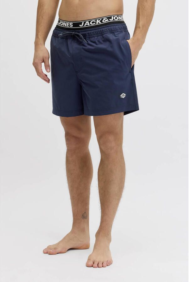 JACK & JONES PANTS STUDIO zwemshort met logo donkerblauw