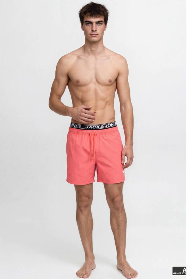JACK & JONES PANTS STUDIO zwemshort met logo koraalrood - Foto 2