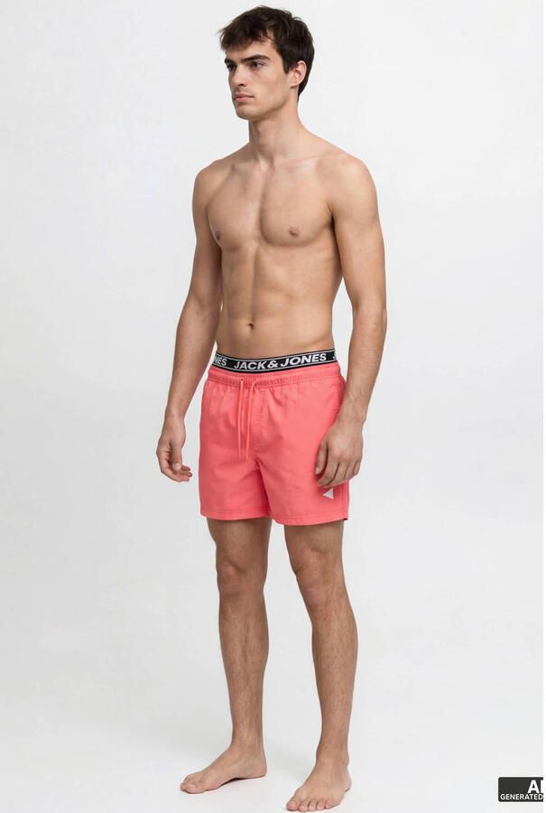 JACK & JONES PANTS STUDIO zwemshort met logo koraalrood