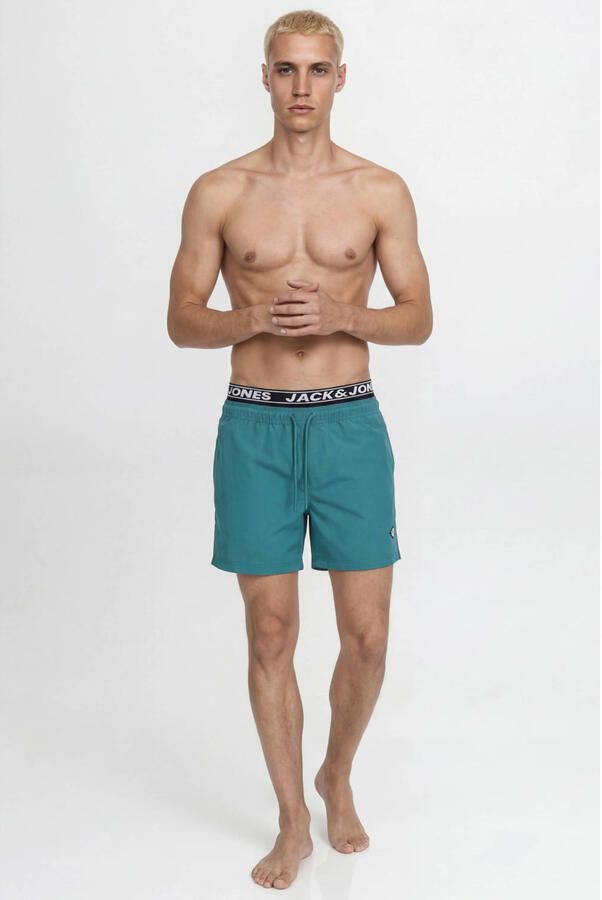 JACK & JONES PANTS STUDIO zwemshort met logo petrol