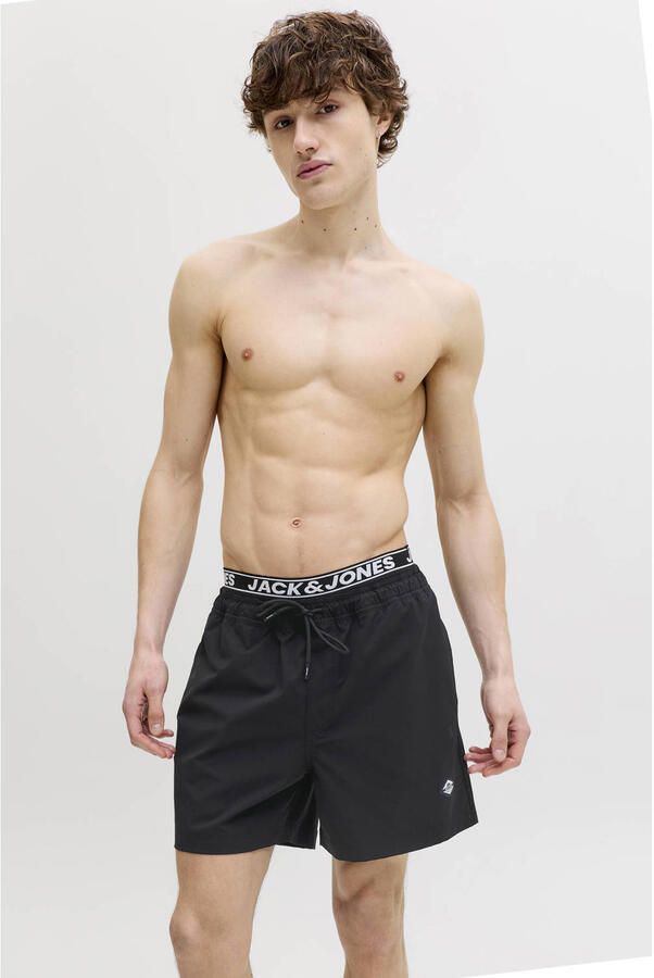 JACK & JONES PANTS STUDIO zwemshort met logo zwart
