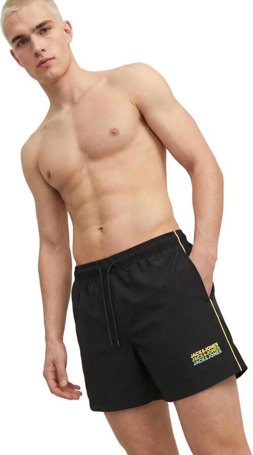 JACK & JONES PANTS STUDIO zwemshort met logo zwart