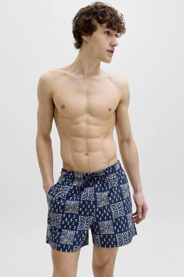 JACK & JONES PANTS STUDIO zwemshort met print donkerblauw