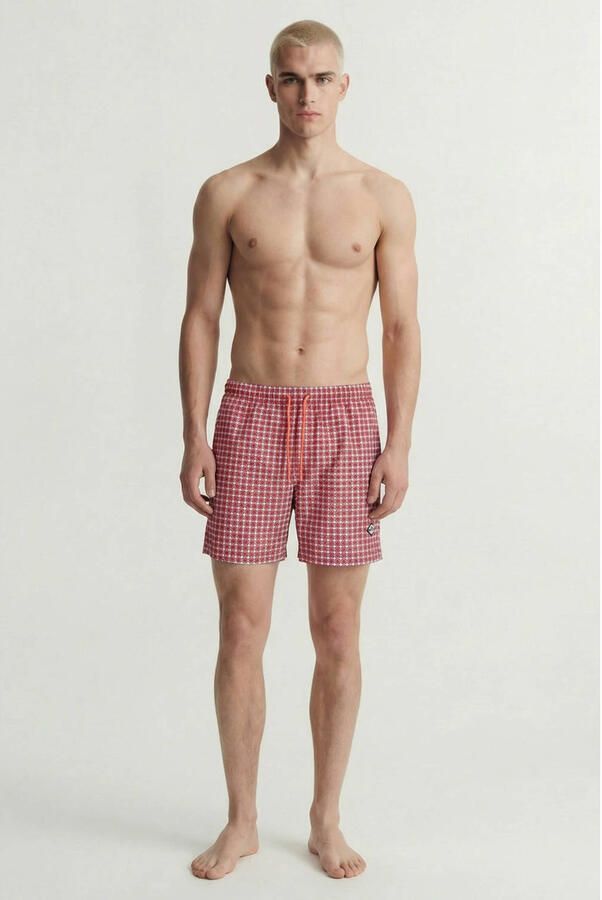 JACK & JONES PANTS STUDIO zwemshort met print koraalrood