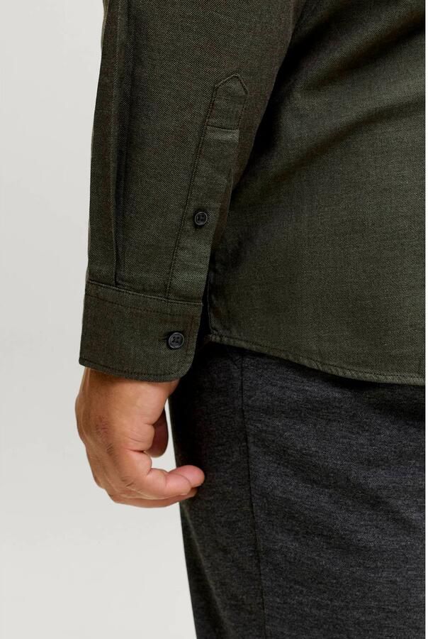 JACK & JONES PLUS SIZE gebreid overhemd donkergroen - Foto 3