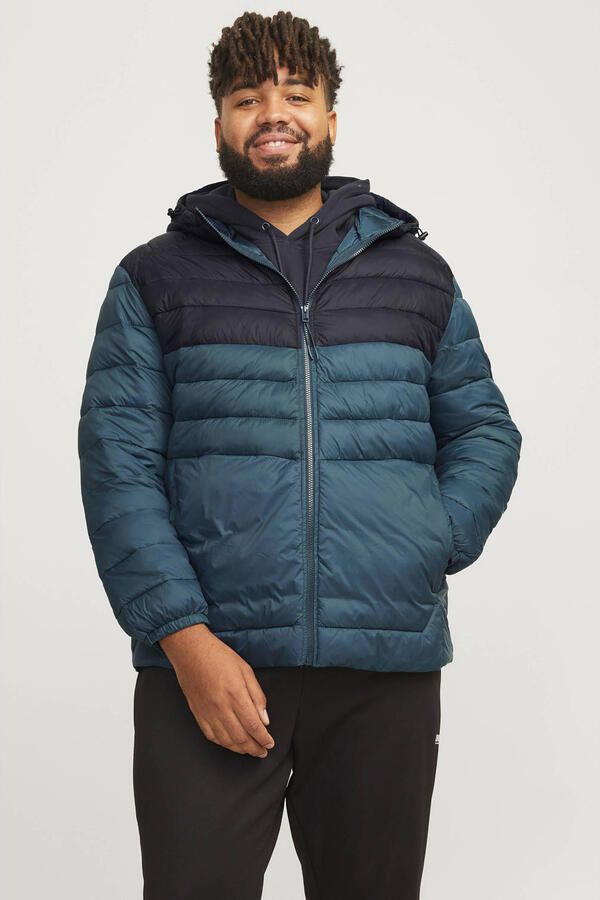 JACK & JONES PLUS SIZE quilted gewatteerde jas JJESPRINT Plus Size petrol - Foto 2