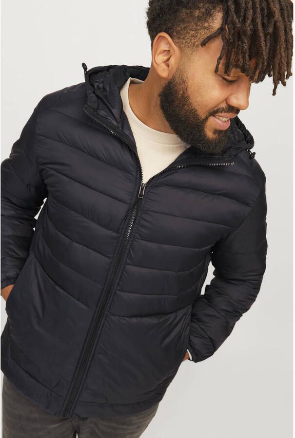 JACK & JONES PLUS SIZE quilted gewatteerde jas JJESPRINT Plus Size zwart - Foto 2
