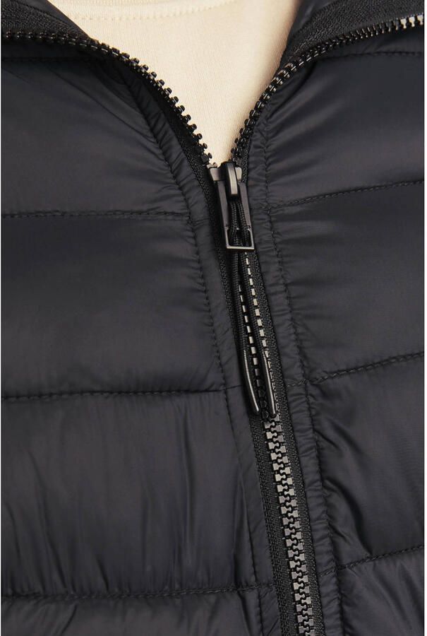 JACK & JONES PLUS SIZE quilted gewatteerde jas JJESPRINT Plus Size zwart