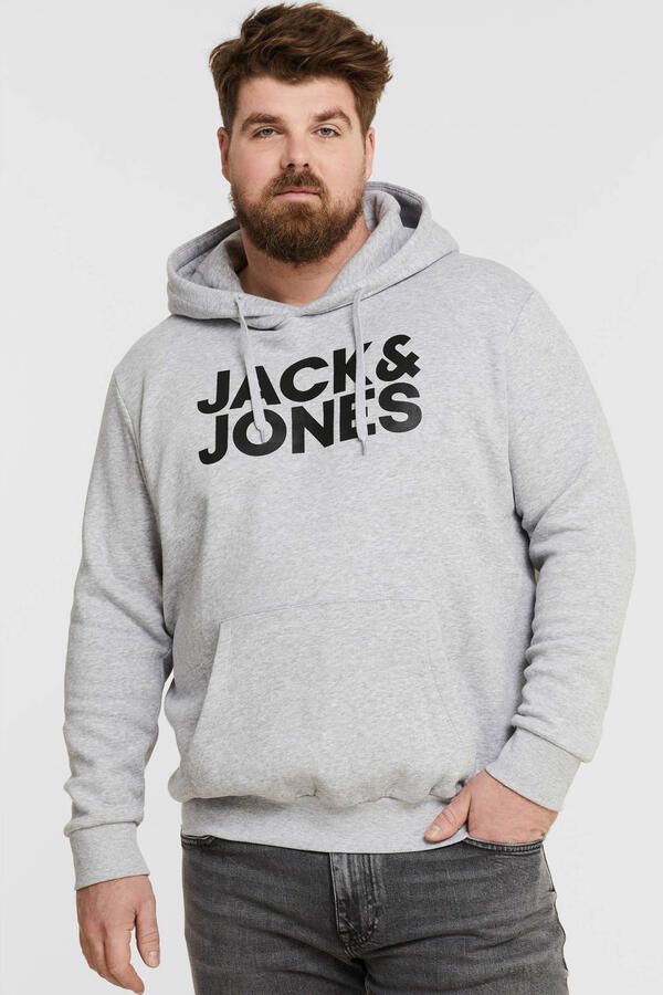 JACK & JONES PLUS SIZE hoodie JJECORP Plus Size met logo light grey melange - Foto 3