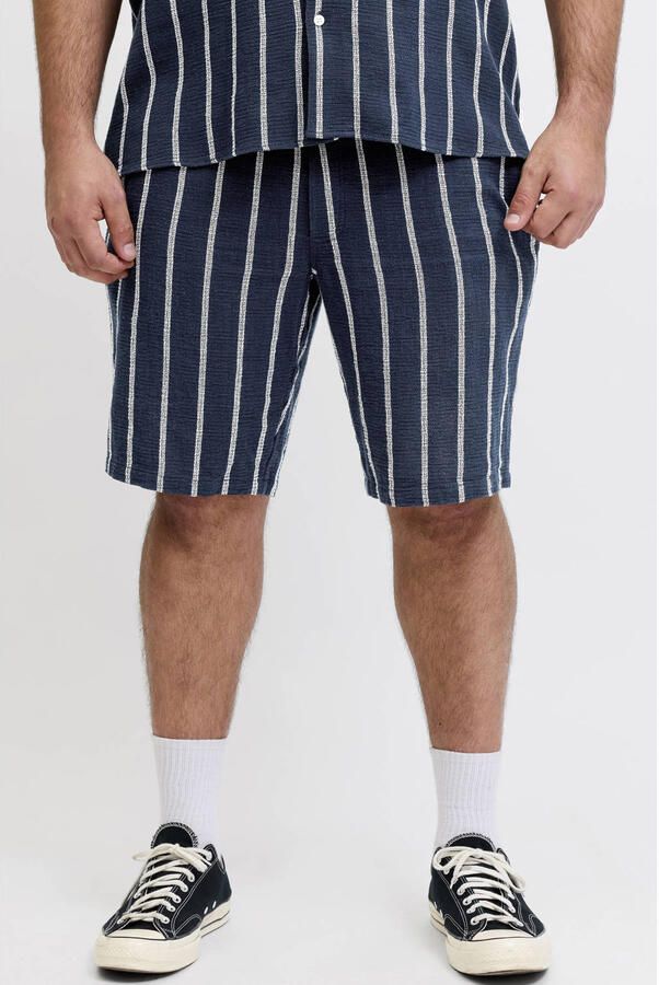 JACK & JONES PLUS SIZE JPSTJAIDEN relaxed gestreepte casual short Plus Size donkerblauw