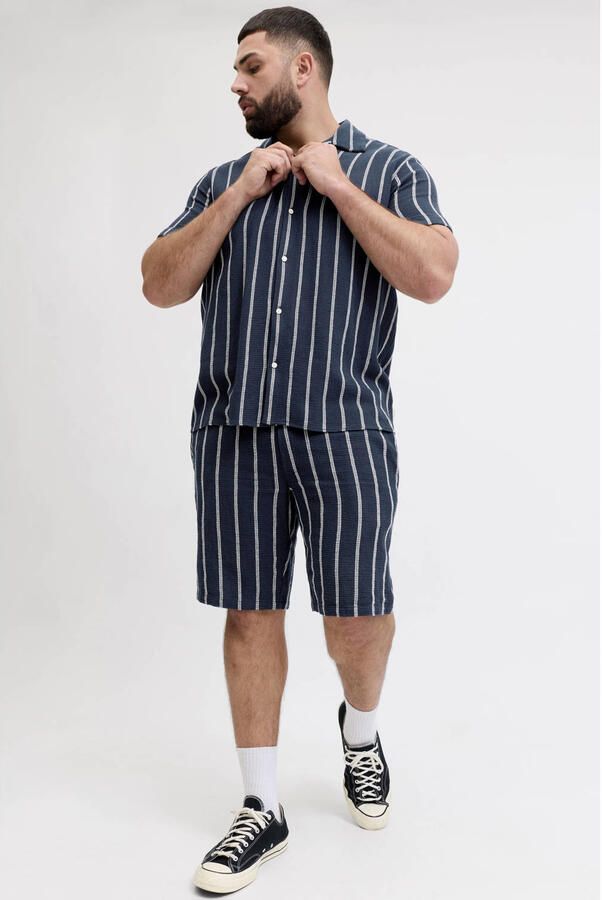 JACK & JONES PLUS SIZE JPSTJAIDEN relaxed gestreepte casual short Plus Size donkerblauw - Foto 2