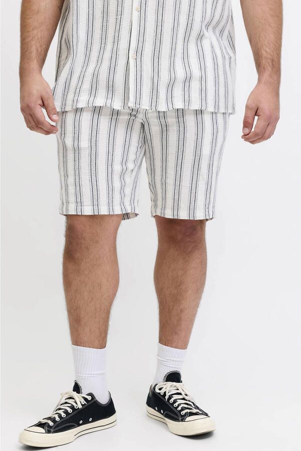 JACK & JONES PLUS SIZE JPSTJAIDEN relaxed gestreepte casual short Plus Size wit