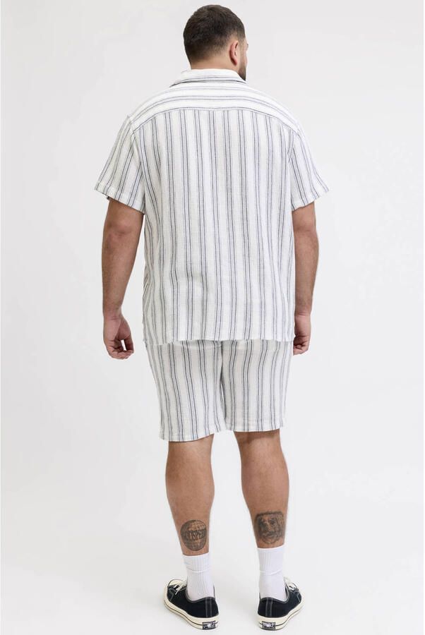 JACK & JONES PLUS SIZE JPSTJAIDEN relaxed gestreepte casual short Plus Size wit - Foto 3