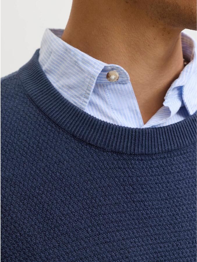 JACK & JONES PLUS SIZE katoenen regular fit gebreide trui donkerblauw - Foto 2