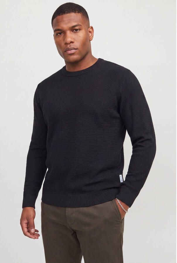 JACK & JONES PLUS SIZE katoenen regular fit gebreide trui zwart - Foto 2