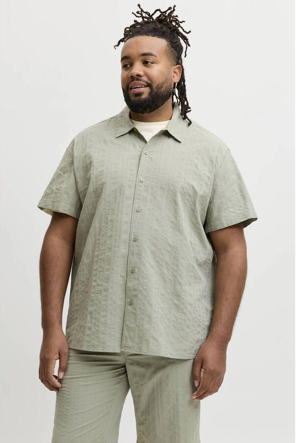 JACK & JONES PLUS SIZE katoenen regular fit overhemd groen