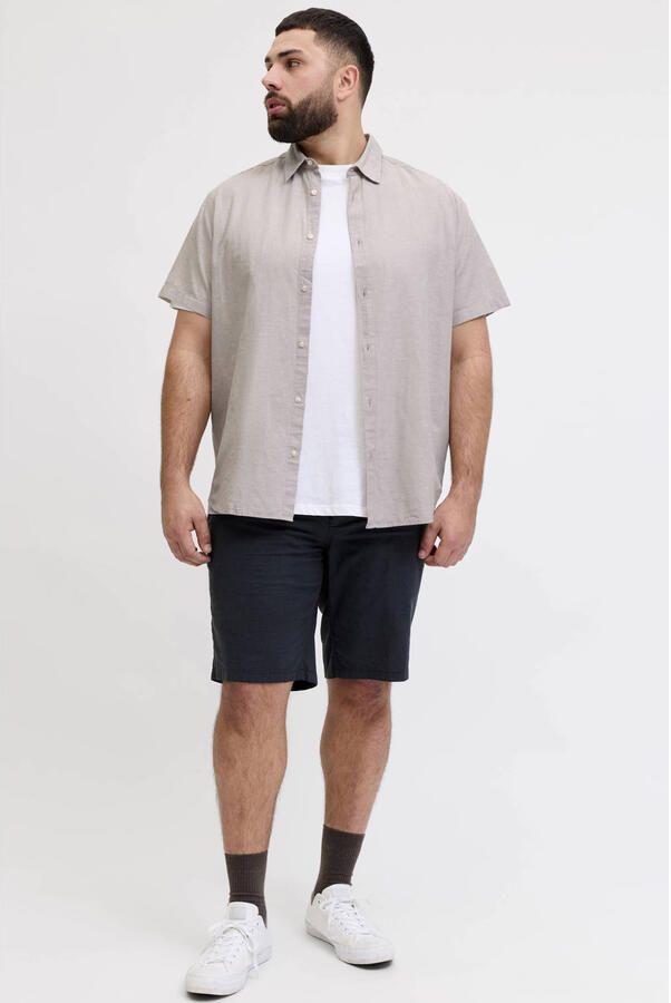 JACK & JONES PLUS SIZE regular casual overhemd met linnen beige - Foto 2
