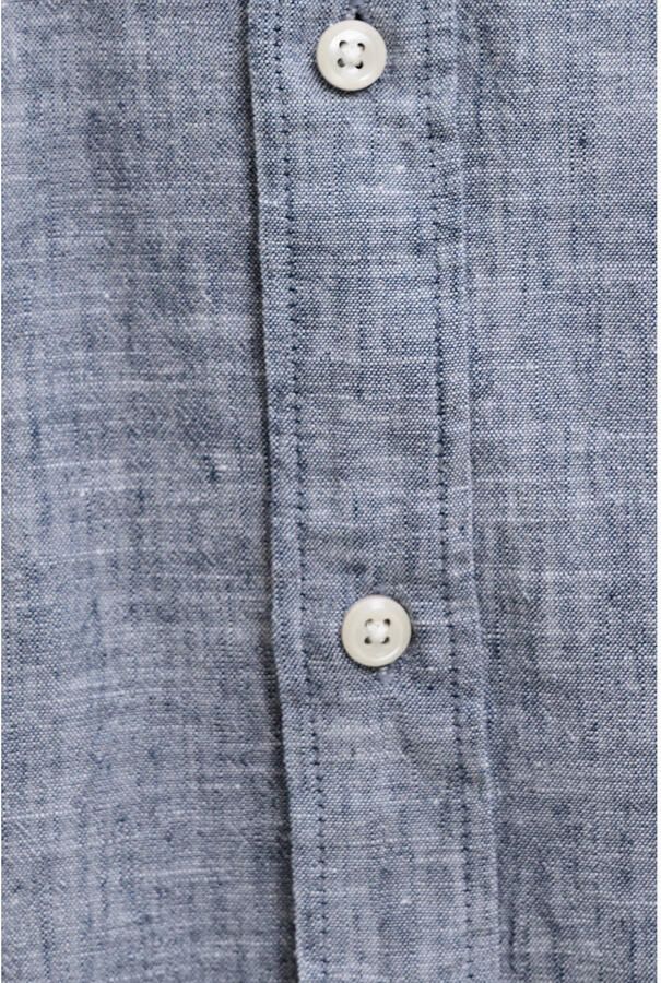 JACK & JONES PLUS SIZE regular casual overhemd met linnen blauw - Foto 2