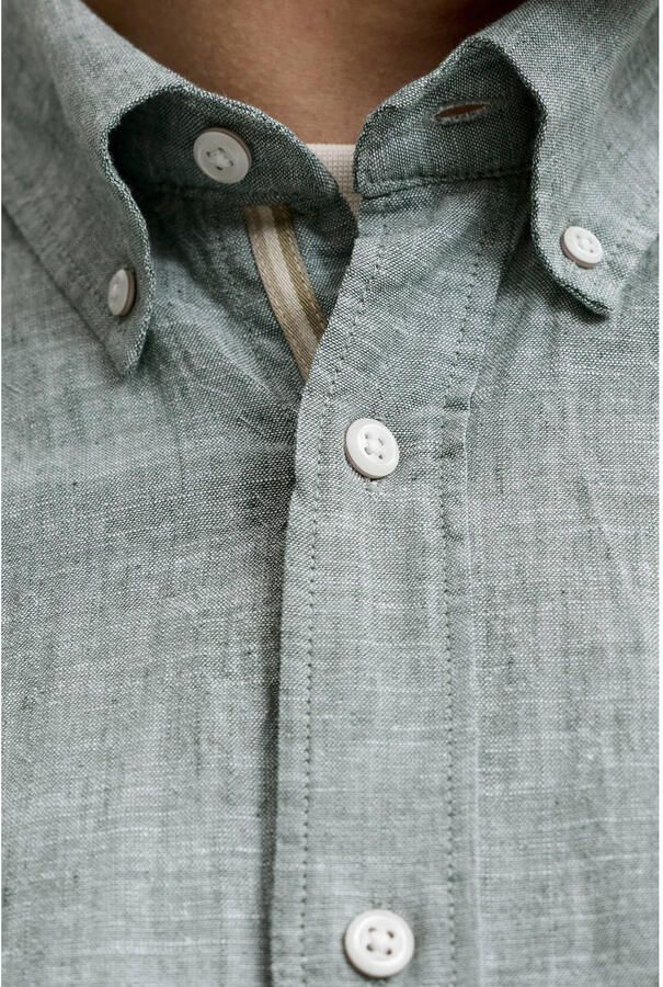 JACK & JONES PLUS SIZE regular casual overhemd met linnen groen - Foto 2