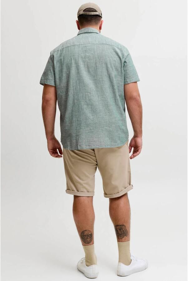 JACK & JONES PLUS SIZE regular casual overhemd met linnen groen - Foto 3