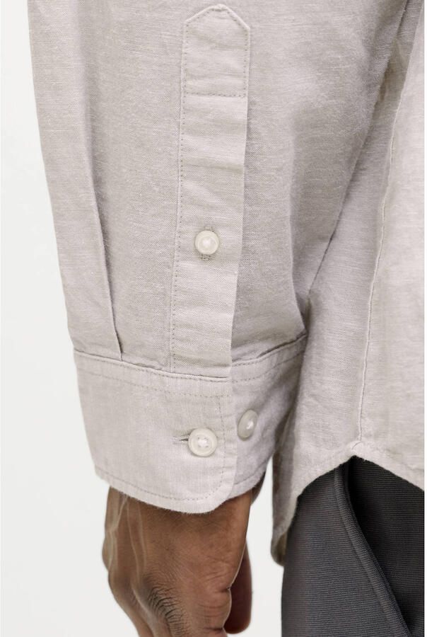 JACK & JONES PLUS SIZE regular casual overhemd met linnen Plus Size beige - Foto 2