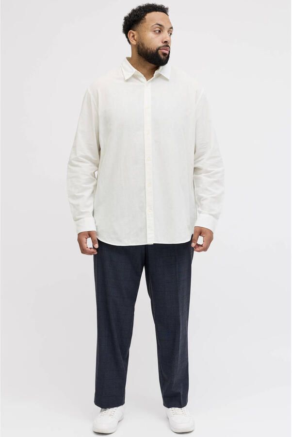 JACK & JONES PLUS SIZE regular casual overhemd met linnen Plus Size wit - Foto 3