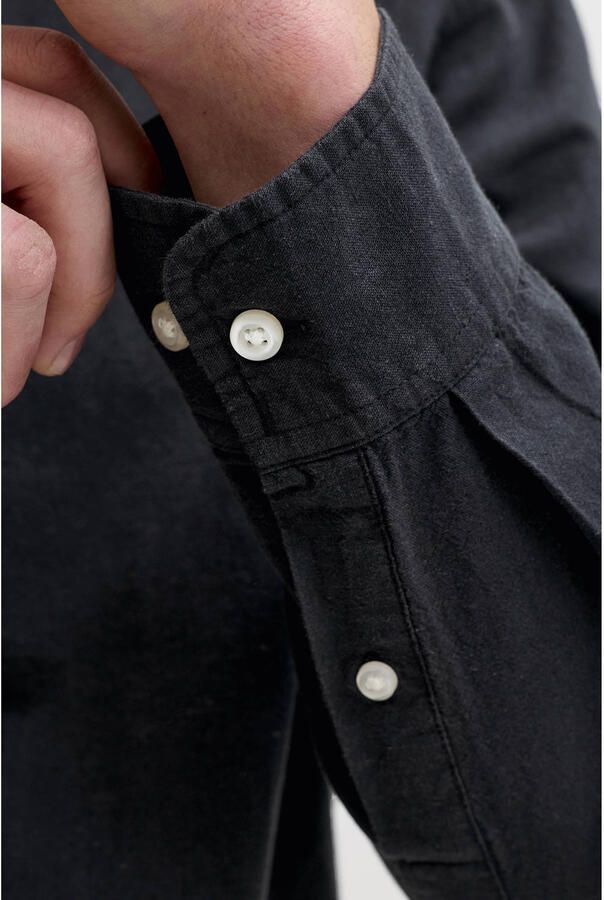 JACK & JONES PLUS SIZE regular casual overhemd met linnen Plus Size zwart - Foto 2