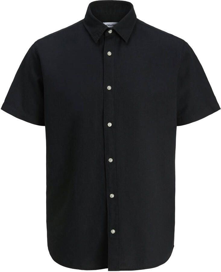 JACK & JONES PLUS SIZE regular casual overhemd met linnen zwart - Foto 2