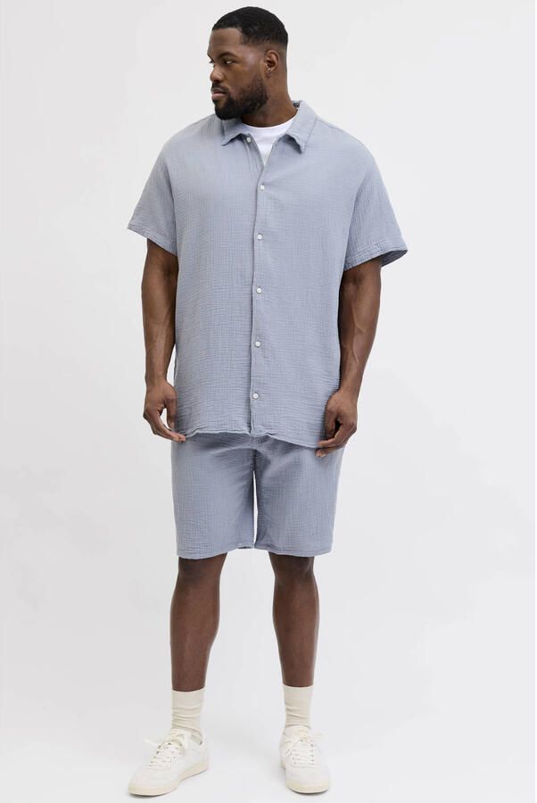 JACK & JONES PLUS SIZE regular casual overhemd met short lichtblauw - Foto 2