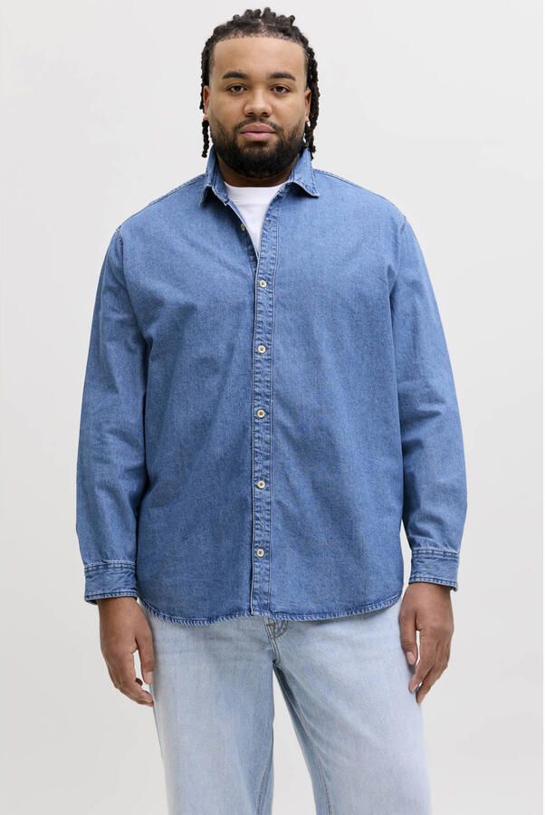 JACK & JONES PLUS SIZE regular casual overhemd Plus Size medium blue denim