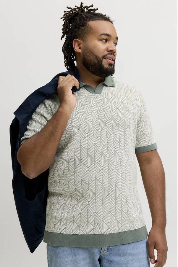 JACK & JONES PLUS SIZE regular fit gebreide polo groen