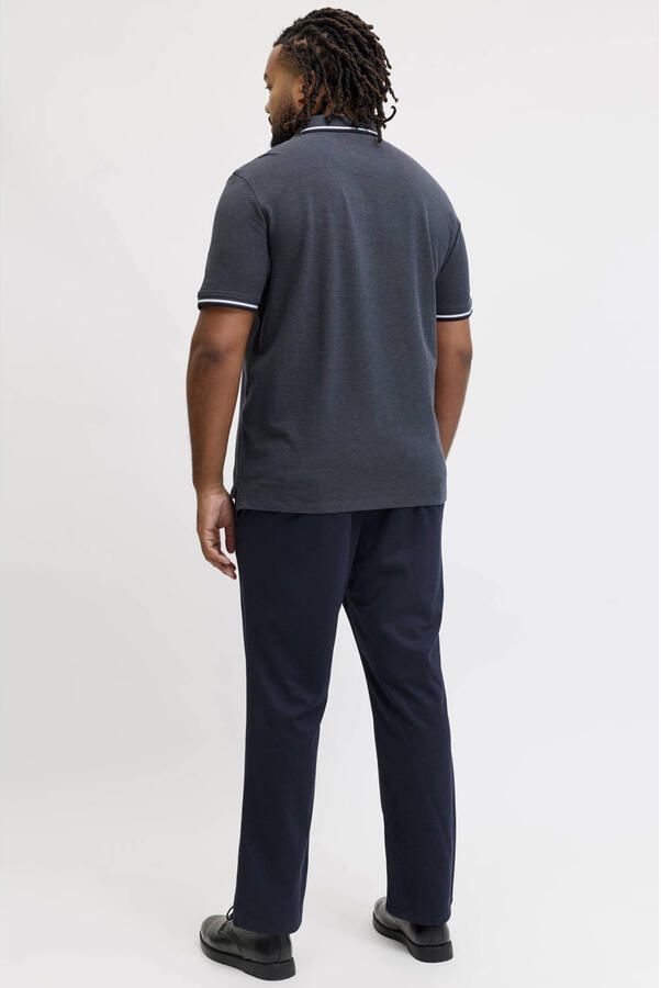 JACK & JONES PLUS SIZE regular fit gemêleerde piqué polo donkerblauw - Foto 2
