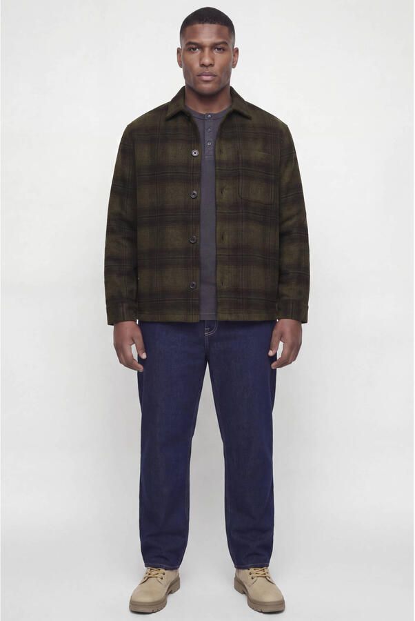 JACK & JONES PLUS SIZE regular fit geruit overshirt olijfgroen - Foto 2