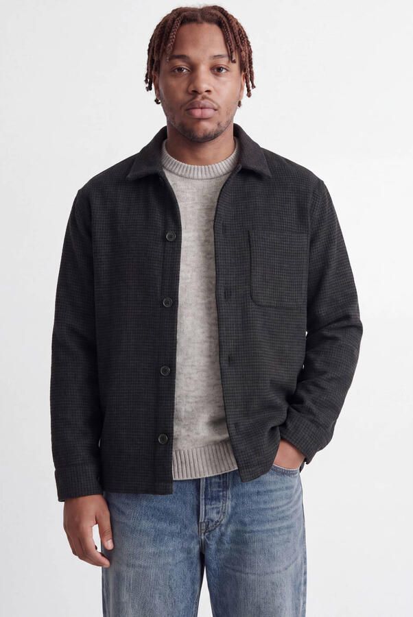 JACK & JONES PLUS SIZE regular fit geruit overshirt zwart
