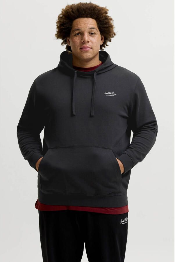 JACK & JONES PLUS SIZE regular fit hoodie zwart