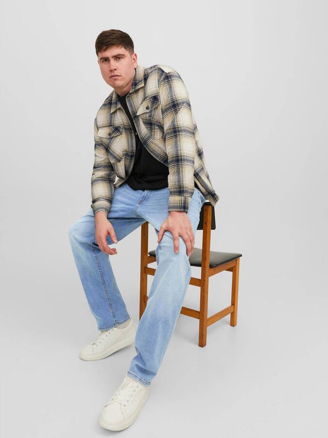 Jack & Jones PlusSize Tapered jeans JJIMIKE met slijtage effecten en functionele zakken