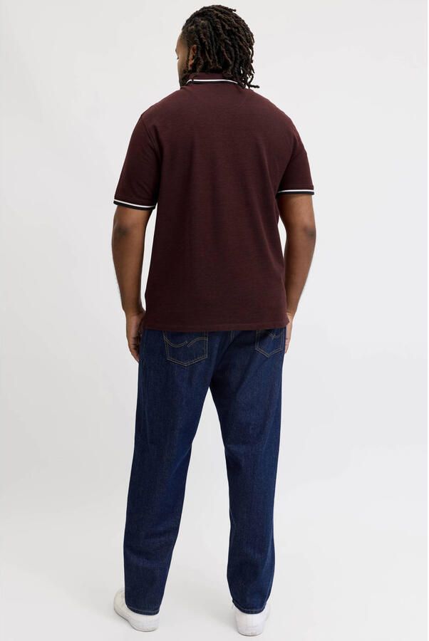 JACK & JONES PLUS SIZE regular fit piqué polo donkerrood - Foto 3