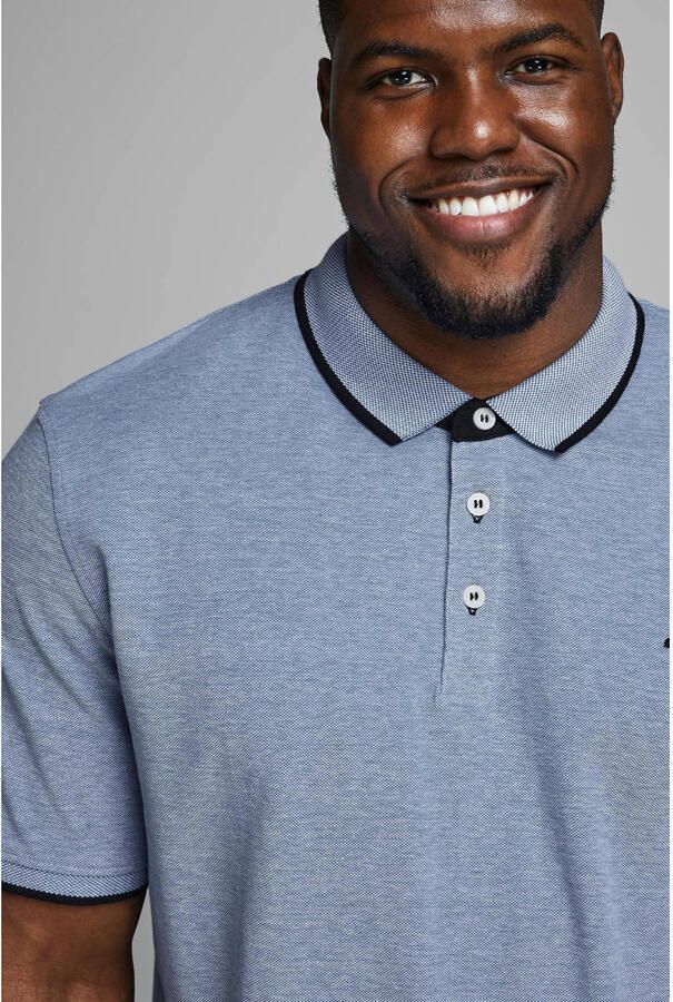 JACK & JONES PLUS SIZE regular fit polo met contrastbies Plus Size lichtblauw - Foto 2