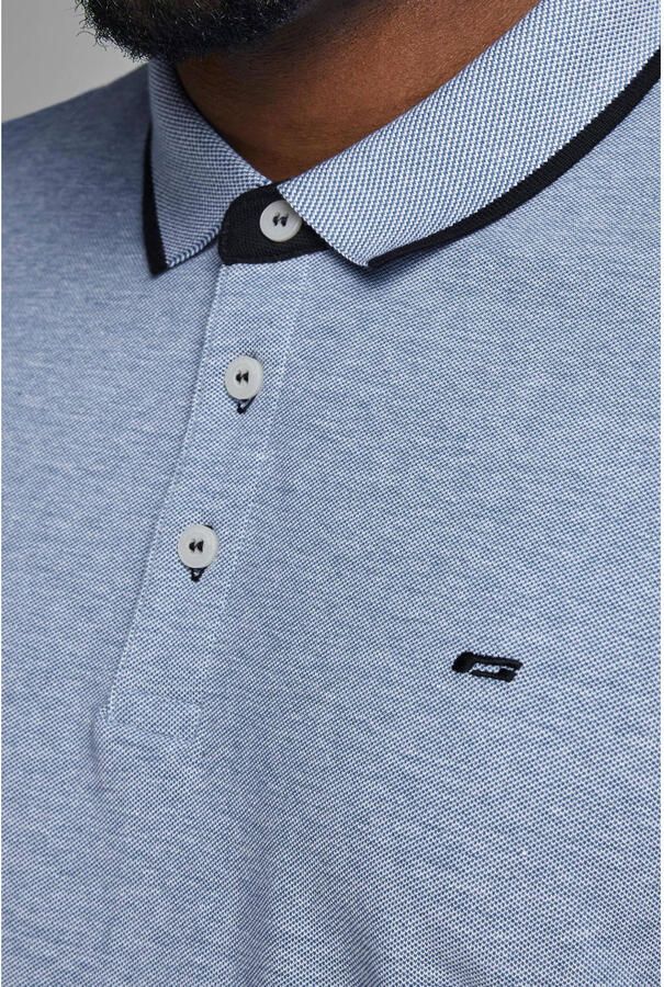 JACK & JONES PLUS SIZE regular fit polo met contrastbies Plus Size lichtblauw