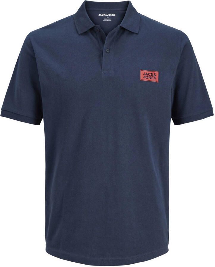 JACK & JONES PLUS SIZE regular fit polo's met logo zwart donkerblauw (set van 2) - Foto 3