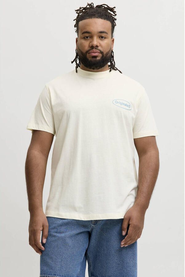 JACK & JONES PLUS SIZE regular fit T-shirt met backprint antiek wit