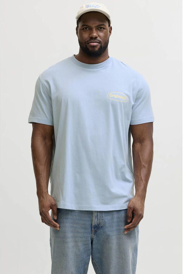 JACK & JONES PLUS SIZE regular fit T-shirt met backprint lichtblauw