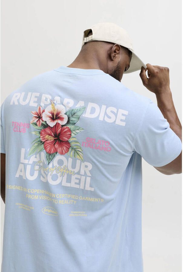 JACK & JONES PLUS SIZE regular fit T-shirt met backprint lichtblauw - Foto 2